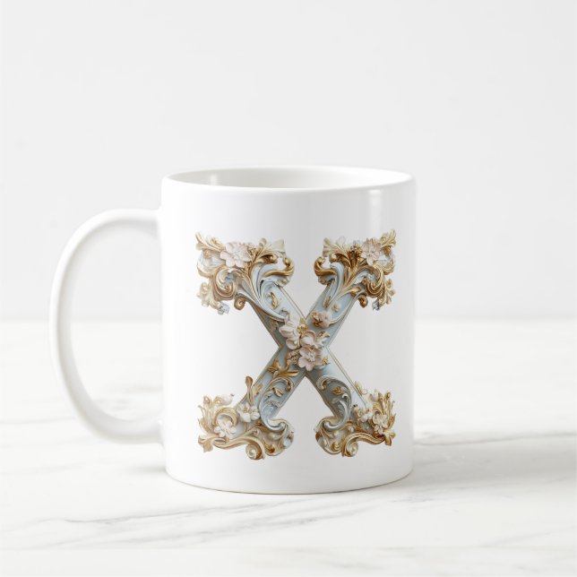 Barockbuchstabe "X" Tasse für eine Kaffeeprinzessi (Links)