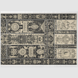 Barockdecouverteppich aus Schwarz und Weiß Seidenpapier