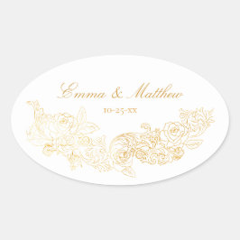 Barockdekoration Goldene Hochzeit-Logo Ovaler Aufkleber