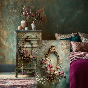 Barocke ätherische Kolibri-Ovalrahmen & Floral Seidenpapier