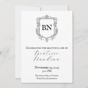 Barocke Beerdigung Einladung mit Foto