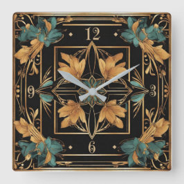 Barocke Blume Quadratische Wanduhr