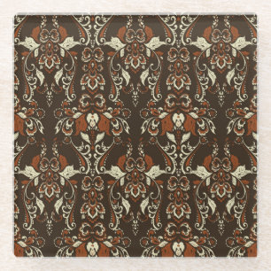 Barocke Blumen: Klassische Vintage Tapete Glasuntersetzer