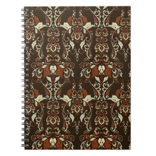 Barocke Blumen: Klassische Vintage Tapete Notizblock