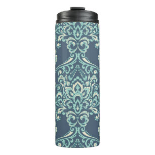 Barocke Blumen Vintage Tapete Thermosbecher