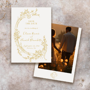 Barocke Chinoiserie Vintage Gold Hochzeitsfoto Save The Date