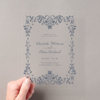 Barocke elegante Rahmen Hochzeit Acryl-Einladung Acryleinladungen