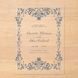 Barocke elegante Rahmen Hochzeit Acryl-Einladung Acryleinladungen