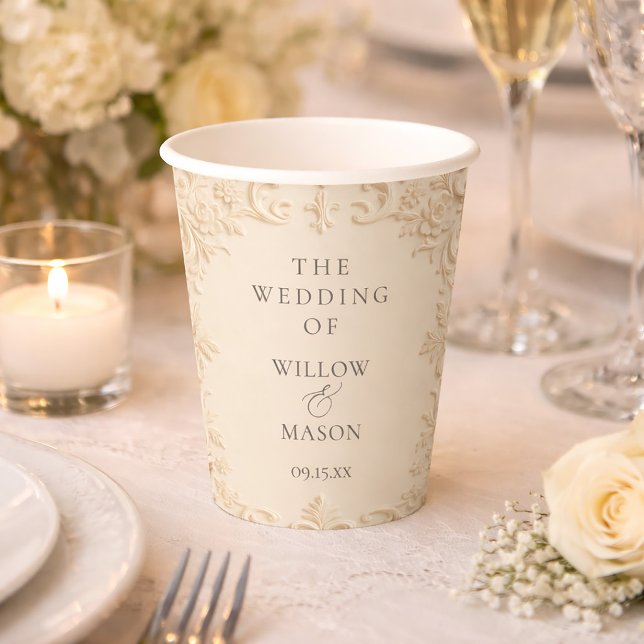 Barocke Eleganz Hochzeit Pappbecher (Baroque Elegance Wedding Paper Cups)