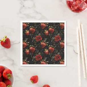 Barocke Erdbeeren und Rose Nahtloses Muster Serviette