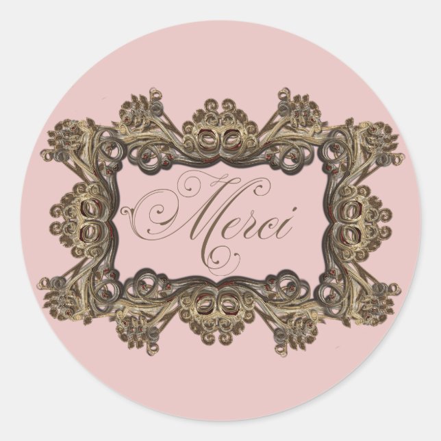 Barocke, französisch Inspiriert Round Umschlag Auf Runder Aufkleber (Vorderseite)