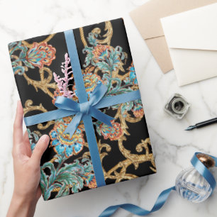 Barocke goldene florale Eleganz Geschenkpapier
