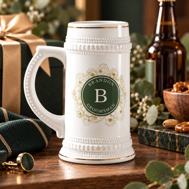 Barocke Monogramm-Trauzeuginformation Bierglas (Von Creator hochgeladen)