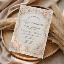 Barocke Quinceañera in Rosé und Pfirsich