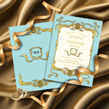 Barocke Regency-Attrappe Gold Blaues Band Hochzeit