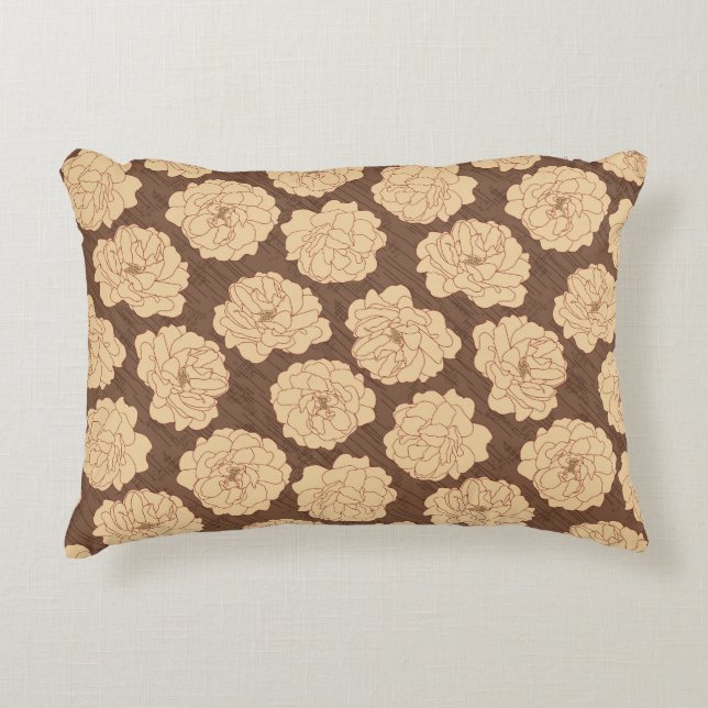 Barocke Rose auf walnussbraun - nahtloses Muster. Dekokissen (Vorderseite)