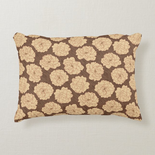 Barocke Rose auf walnussbraun - nahtloses Muster. Dekokissen (Vorderseite)