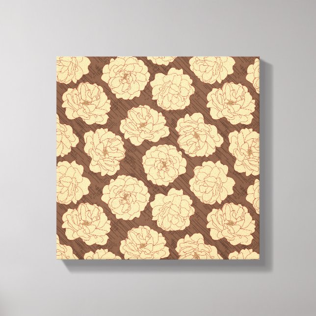 Barocke Rose auf walnussbraun - nahtloses Muster. Leinwanddruck (Vorderseite)