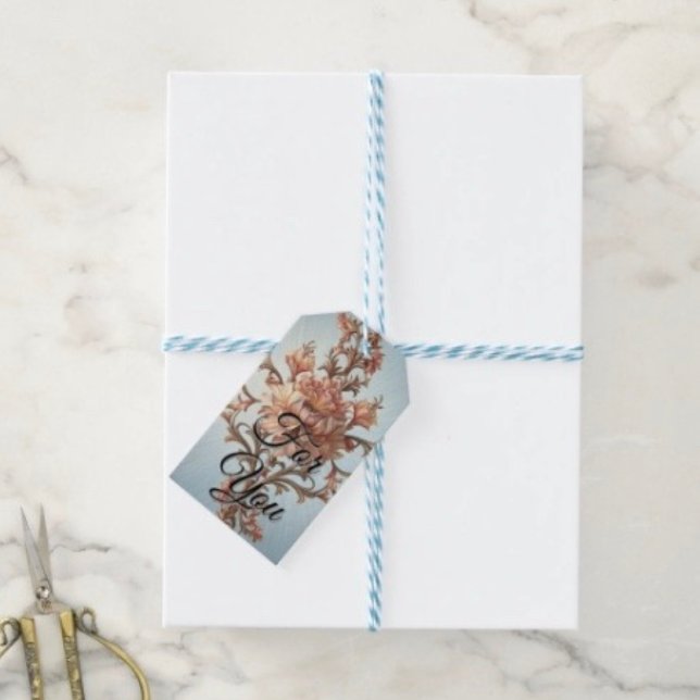 Barocke Rose Elegante Geschenkanhänger (Gift Tag. D: 3.5"l x 2”w.  Set of 10. Printed on 120lb, 18 point thick matte paper. Made in USA.
)
