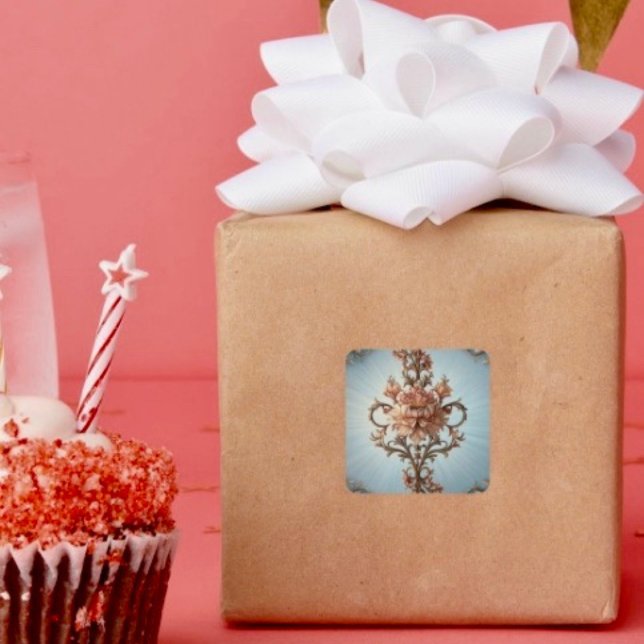 Barocke Rose Quadratischer Aufkleber (Decorate your gifts or envelopes with this beautiful floral sticker. 
)