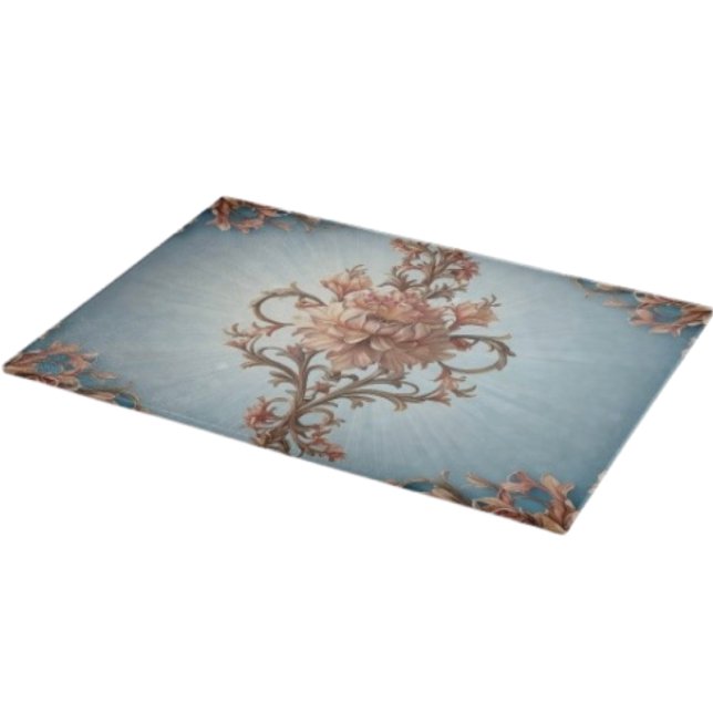 Barocke Rose Schneidbrett Schneidebrett (Glass Cutting Board – 5 different sizes. 100% food safe.  tempered glass Non-skid rubber feet. 
)
