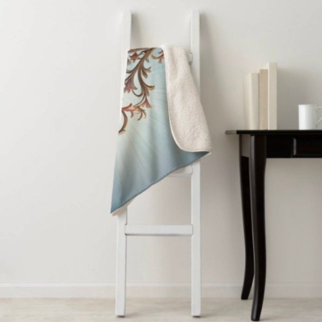 Barocke Rose Sherpadecke (A warm throw blanket with an elegant floral design. )