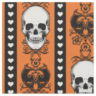 Barocke Schädelstreifenmuster Halloween Orange Stoff