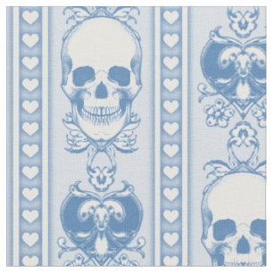 Barocke Skull Strip Muster Blaue Stoffe