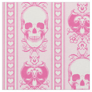 Barocke Skull Strip Muster Pink Stoff