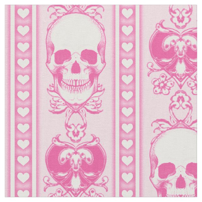 Barocke Skull Strip Muster Pink Stoff (Nahaufnahme)