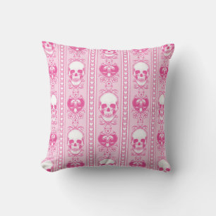 Barocke Skull Strip Muster Rosa Kissen