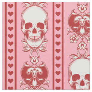 Barocke Skull Strip Muster Rosa Stoff