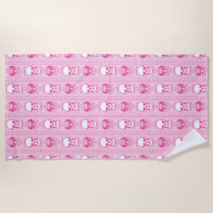 Barocke Skull Strip Muster Rosa Strandtuch