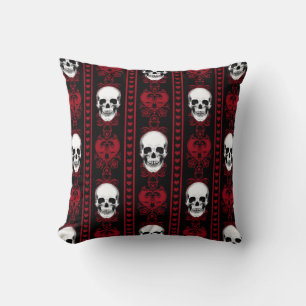 Barocke Skull Strip Muster Rot Kissen