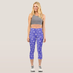 Barocke Tapete - blaue Blume Capri Leggings