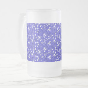 Barocke Tapete - blaues Blumenmuster Mattglas Bierglas