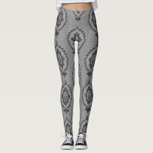Barocke Tapete in Grau Leggings