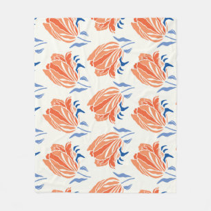Barocke Tulip: Botanischer Vintager Linocut Fleecedecke