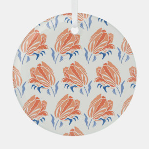 Barocke Tulpe: Botanischer Vintage-Linolschnitt Ornament Aus Glas