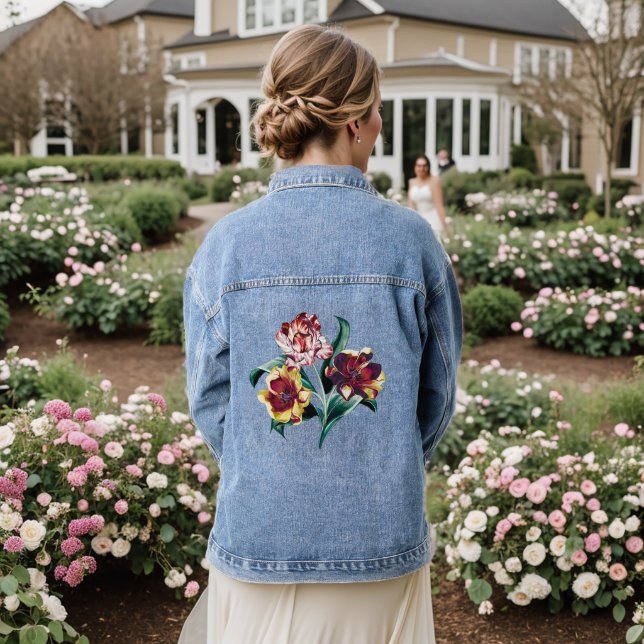 Barocke Tulpen-Blumen  Jeansjacke (Hochzeit Rückseite)