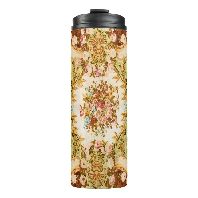 Barocke Viktorianische Rose mit Blumenmotiven, ros Thermosbecher (Vorderseite)