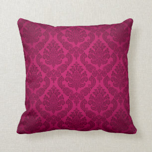 Barocke Vintage-Damaske Fuchsia Kissen