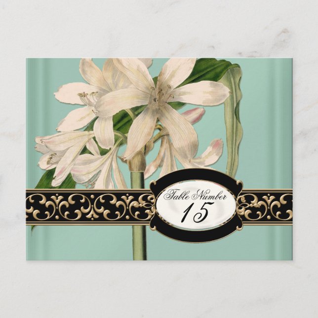Barocke Vintage Lily Formal Hochzeit Tischnummern (Vorderseite)