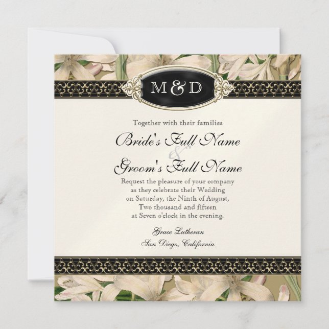 Barocke Vintage Lily Gold Festival - Martha Argeri Einladung (Vorderseite)