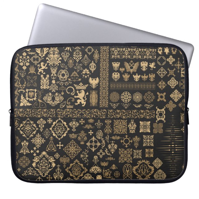 Barockelemente: Mega-Set-Muster. Laptopschutzhülle (Vorderseite)