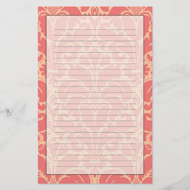 Barocker Artdamasthintergrund Briefpapier (Vorderseite)