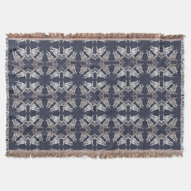 barocker Blumenmuster in Blau Decke (Vorderseite)