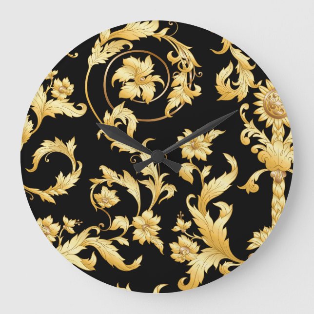 Barocker Rokoko, Viktorianisches Blumenmuster. Große Wanduhr (Vorderseite)