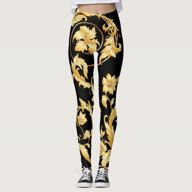 Barocker Rokoko, Viktorianisches Blumenmuster. Leggings (Vorderseite)