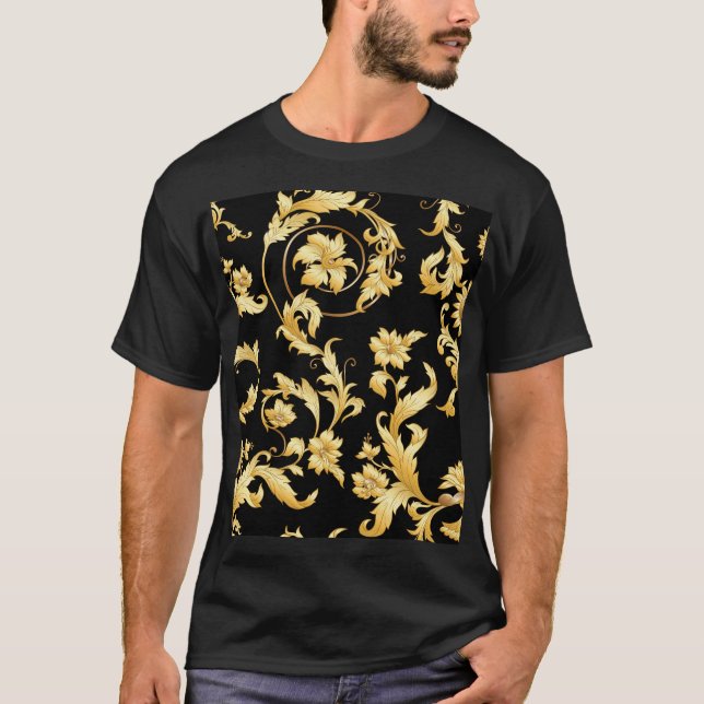 Barocker Rokoko, Viktorianisches Blumenmuster. T-Shirt (Vorderseite)
